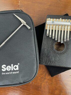 Sela 10-Key Mahogany Kalimba Thumb Piano Black SE241 + Case & Hammer